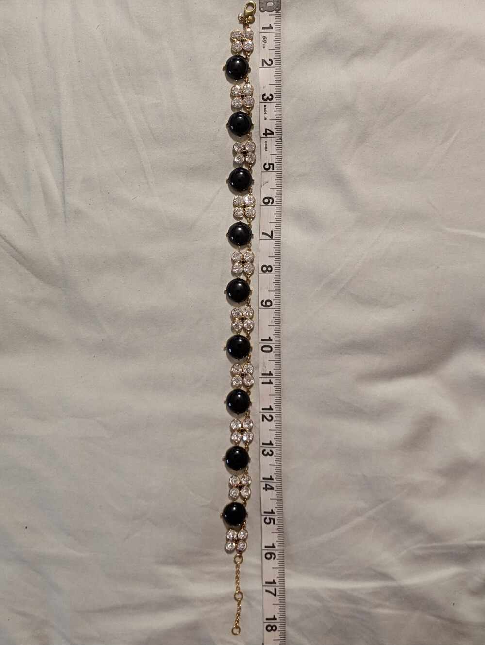 ANN TAYLOR Black Cabochon & Rhinestone Flower Choker Statement Necklace - Picture 3 of 4